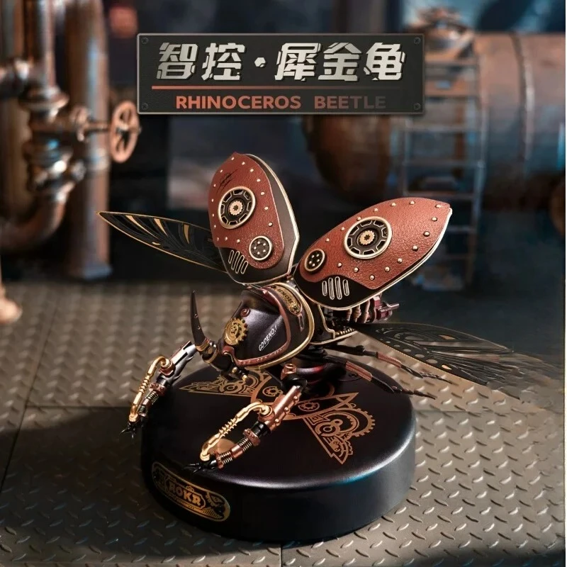 Creative Mechanical Smart Control Rhinoceros Beetle Building Blocks 3D Puzzle Model Kit Educational DIY Birthday Gift for Boys
