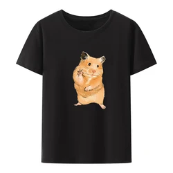 Cartoon Hamster T-shirt Women's Cropped Vintage Slim Unique Poleras Mujer Portrait Graphic Tshirts Anime Clothes Character Otaku