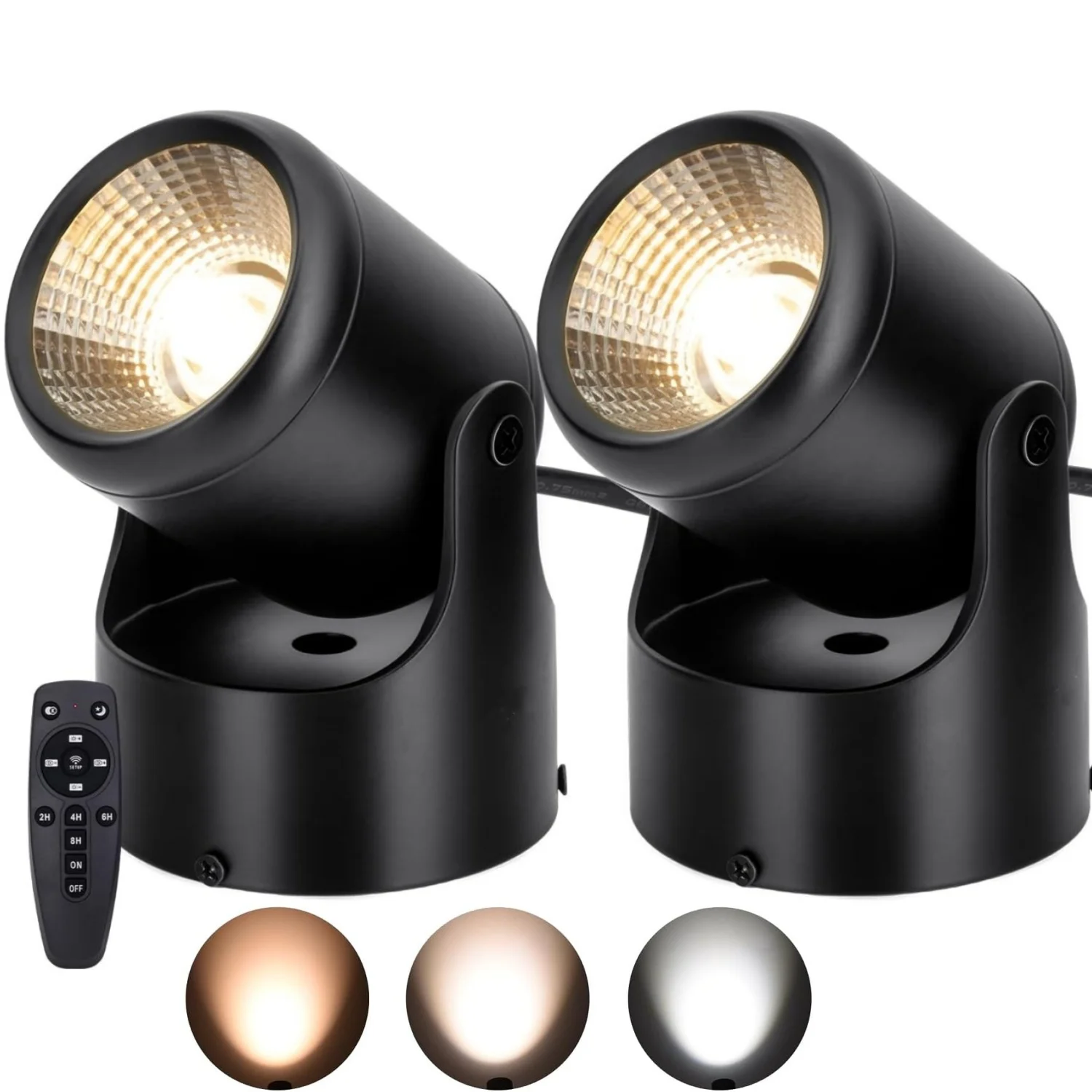 

Indoor Spot Lights with Remote 10W 2700-6500K Color Adjustable Dimmable LED Spotlight with Plug for Wall Floor Pictures Artwork