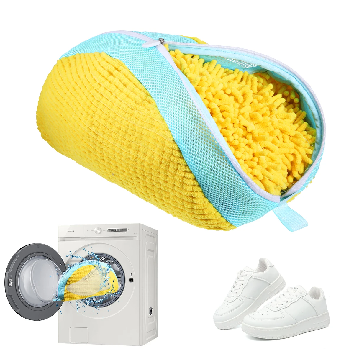 Shoe Washing Bag Padded Net Laundry Shoes Protector Fluffy fibers Polyester Sneaker Washing Friendly Laundry Bag Drying Bag