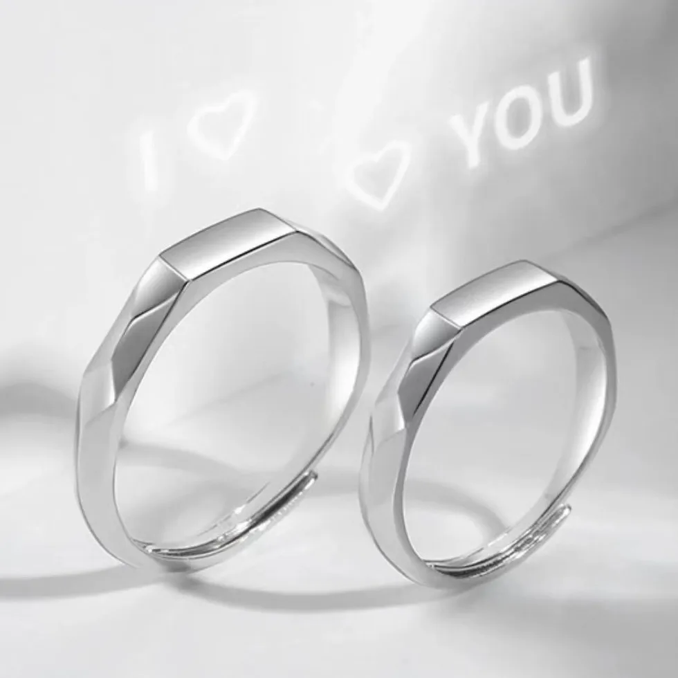 

In the name of light light projection love love lovers ring 925 silver design simple to send girlfriend boyfriend