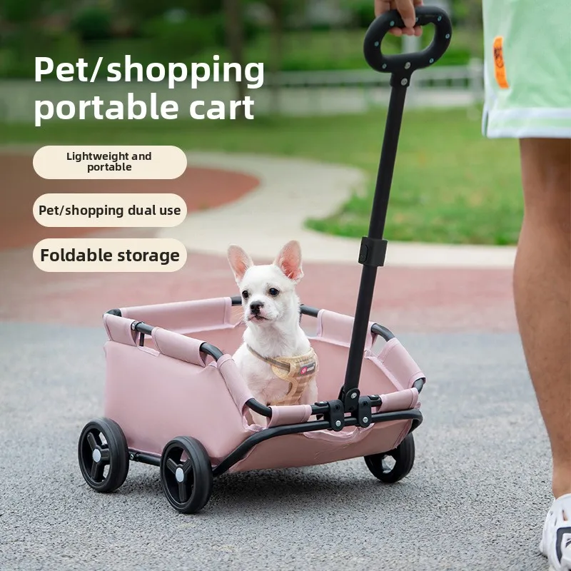 

Compact Foldable Pet Stroller - Lightweight Travel Carrier for Small Dogs & Cats | Breathable & Portable Outdoor Shopping Cart