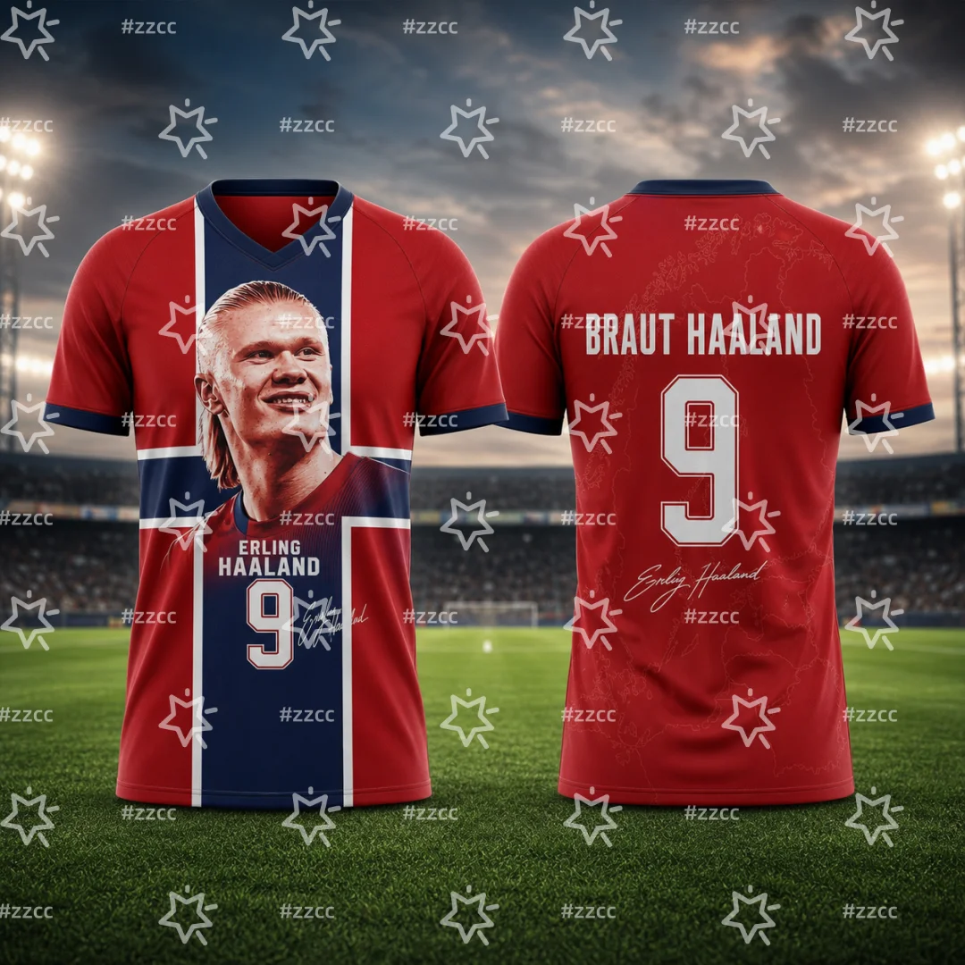 2026 Haaland Norwegen Team Fußballtrikot Spiel- & Trainingsset Sommer Sport Herren T-Shirt Kinderbekleidung Tee Y2k Damen – Detail 2
