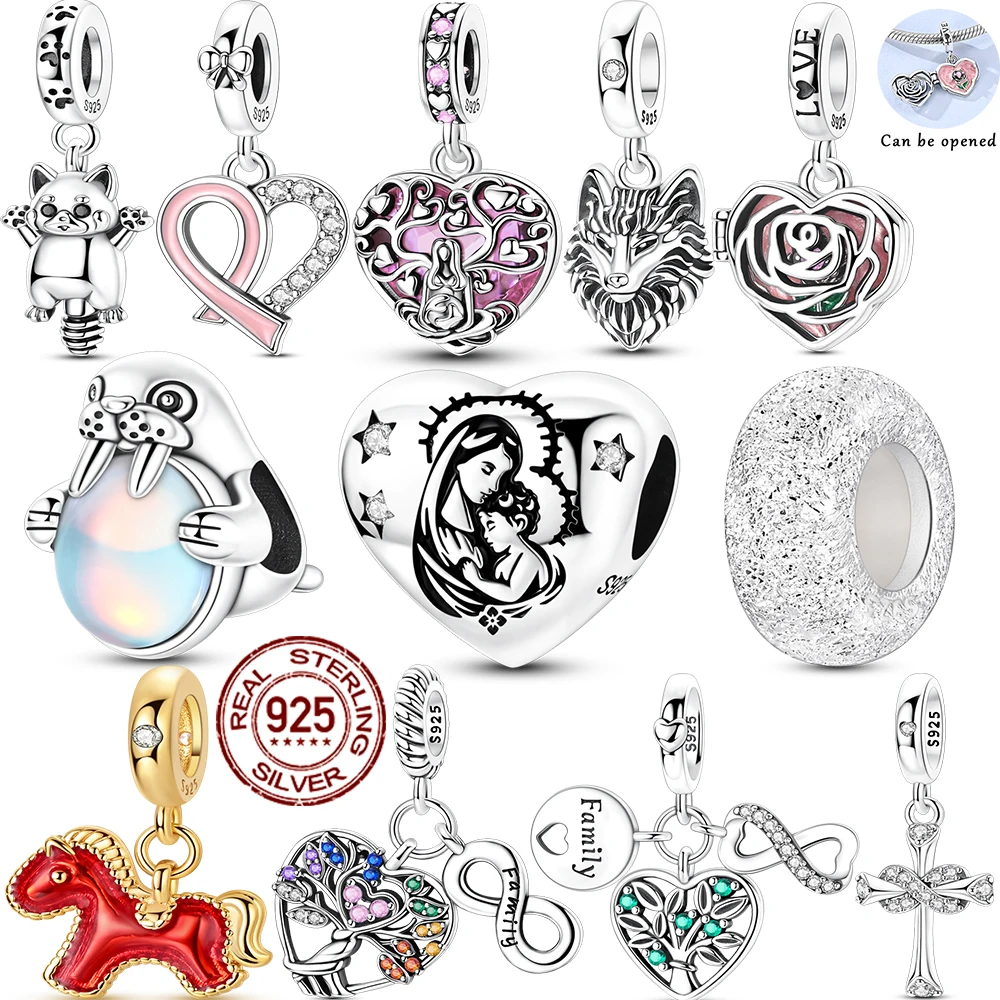 

New 925 Sterling Silver Love Family Tree Charms Beads Pendant Fit Original Bracelet Necklace DIY Charms Women Jewelry Gift