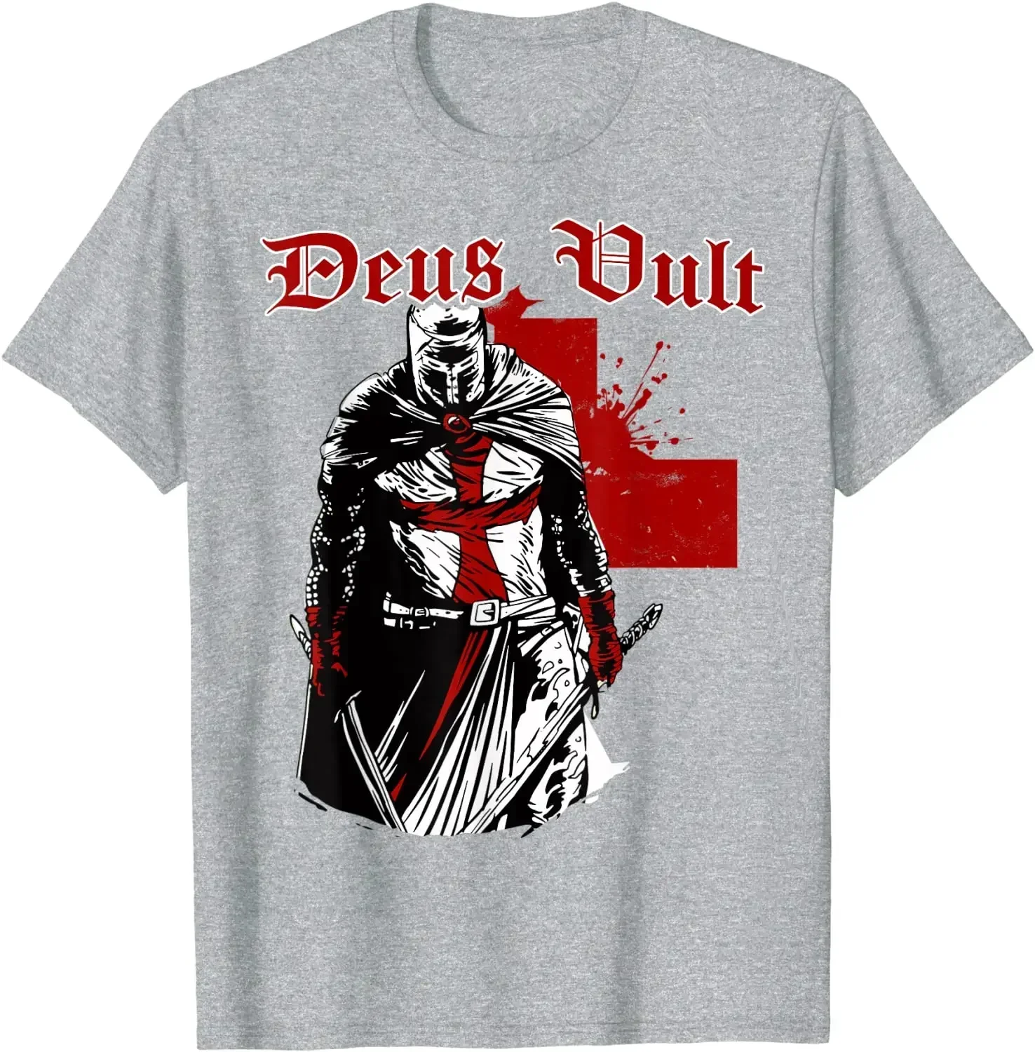 Summer Cotton Short Sleeve O-Neck Mens T Shirt.Deus Vult Crusader Templar Knight T-Shirt.men t shirt  oversized t shirt S-5XL