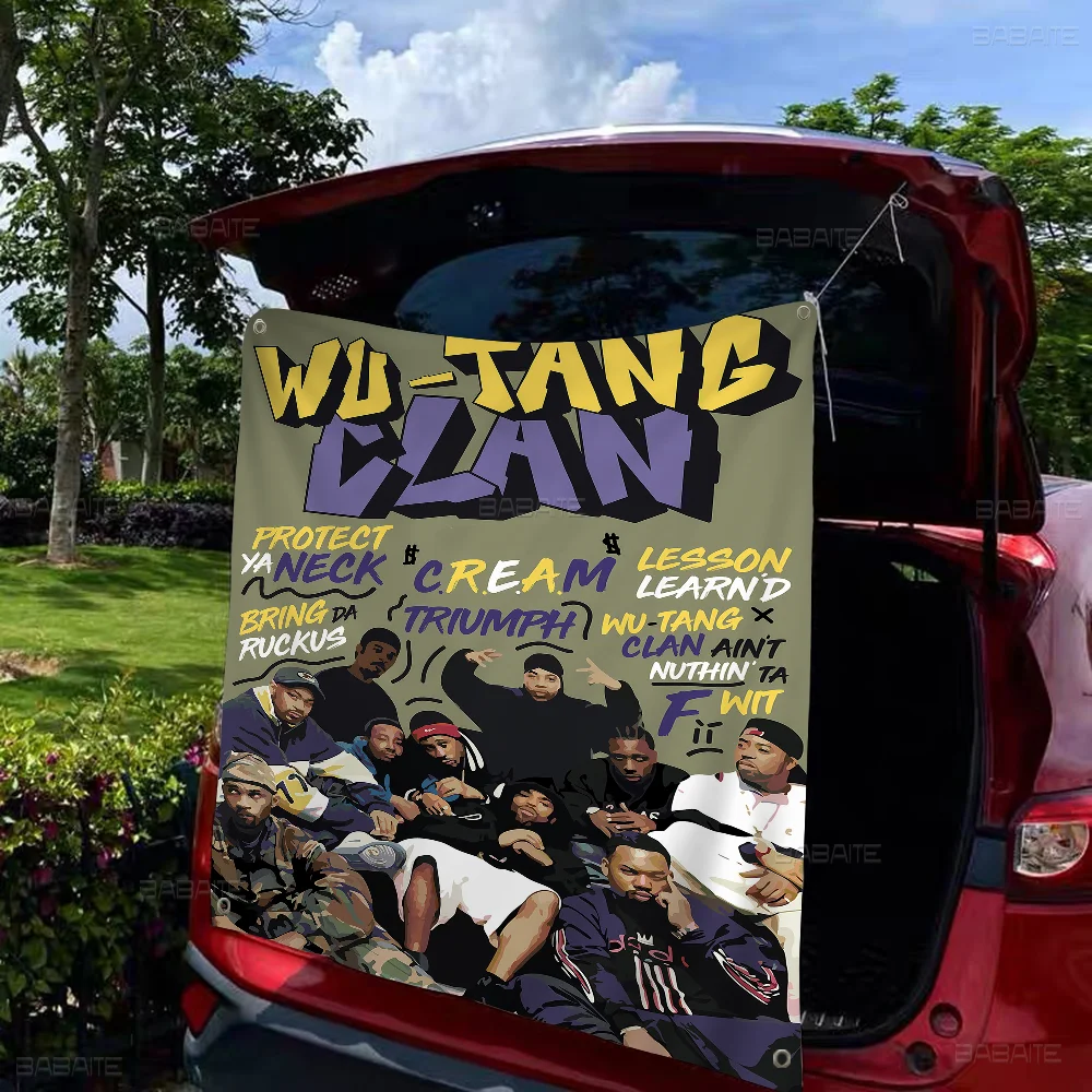 W-WU T-TANG C-CLAN Small Size Cheerleading Banner Hand Pulled Flag Outdoor Atmosphere Flags