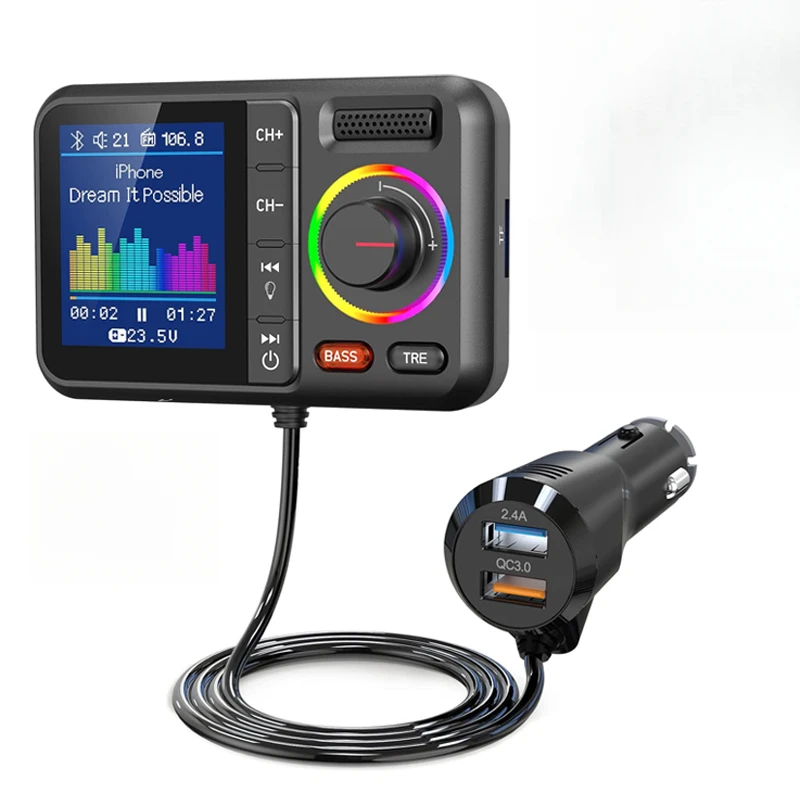 

5.3 Bluetooth car mp3 player U disk lossless HIFI bass equalizer music car FM transmitter