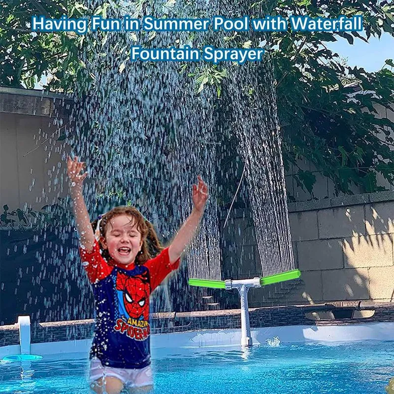 ●Dual Water Fountain with Fluorescent Green Lights,Adjustable 2in1 Nozzle for Inground and Above Ground Pools-A57M