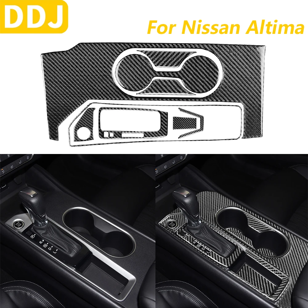 For Nissan Altima 2019-2025 Carbon Fiber Gear Shift One-touch Start Cup Holder Set Trim Cover Car Accessories Interior Sticker