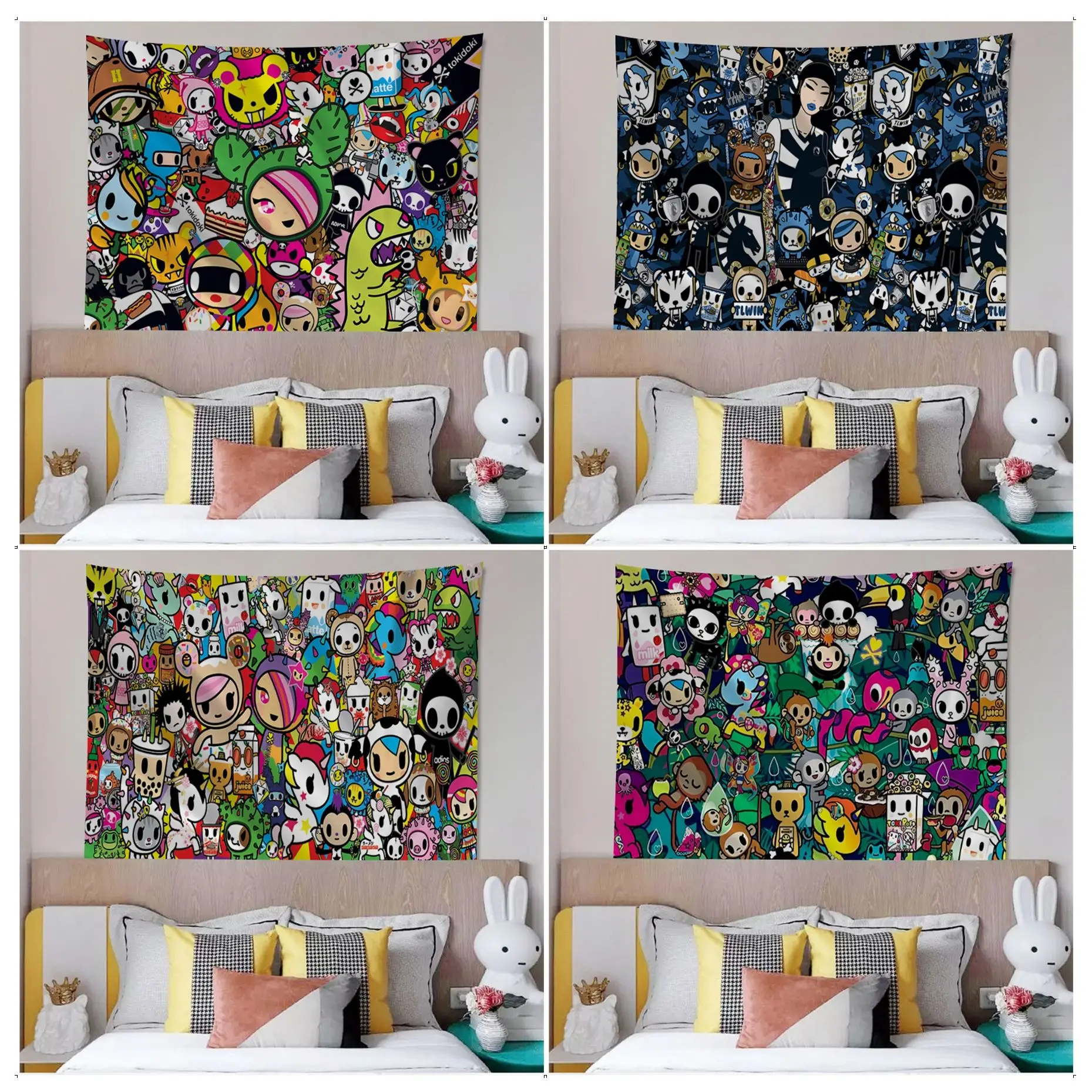 Japan Tokidoki Colorful Tapestry Wall Hanging Japanese Wall Tapestry Anime Wall Hanging Home Decor