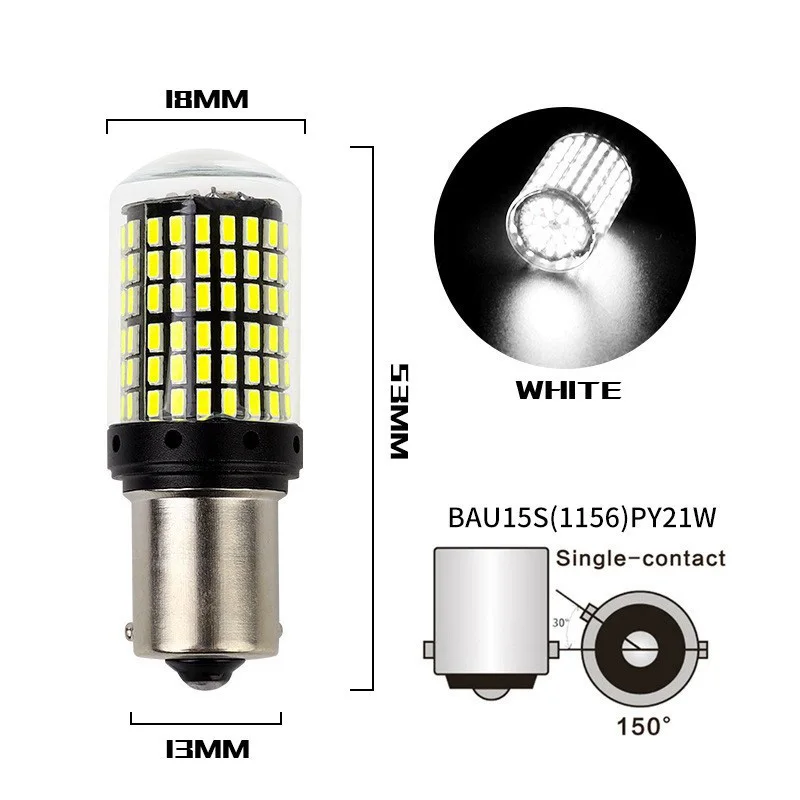 2 قطعة 144SMD LED 1156 7440 3014 T20 لمبات 144smd Led CanBus مصباح ل بدوره مصباح إشارة #3