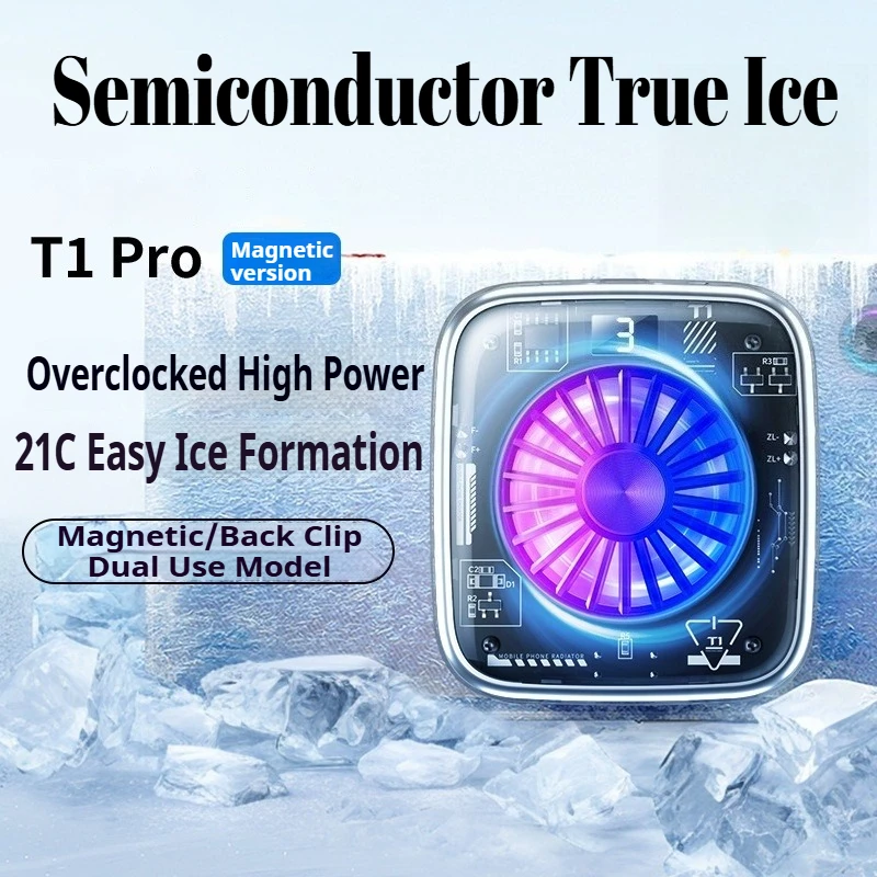 

High-Performance Gaming Phone Cooler, Magnetic & Clip-On Design with RGB Lighting Effects, Semiconductor with Ice Generation