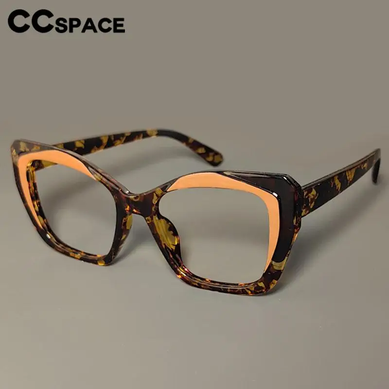 56881 Women Fashion Cat Eye Optical Spectacle Frame Trend Tr90 Anti Blue Light Computer Eyeglass Popular Leopard Clear Eyewear