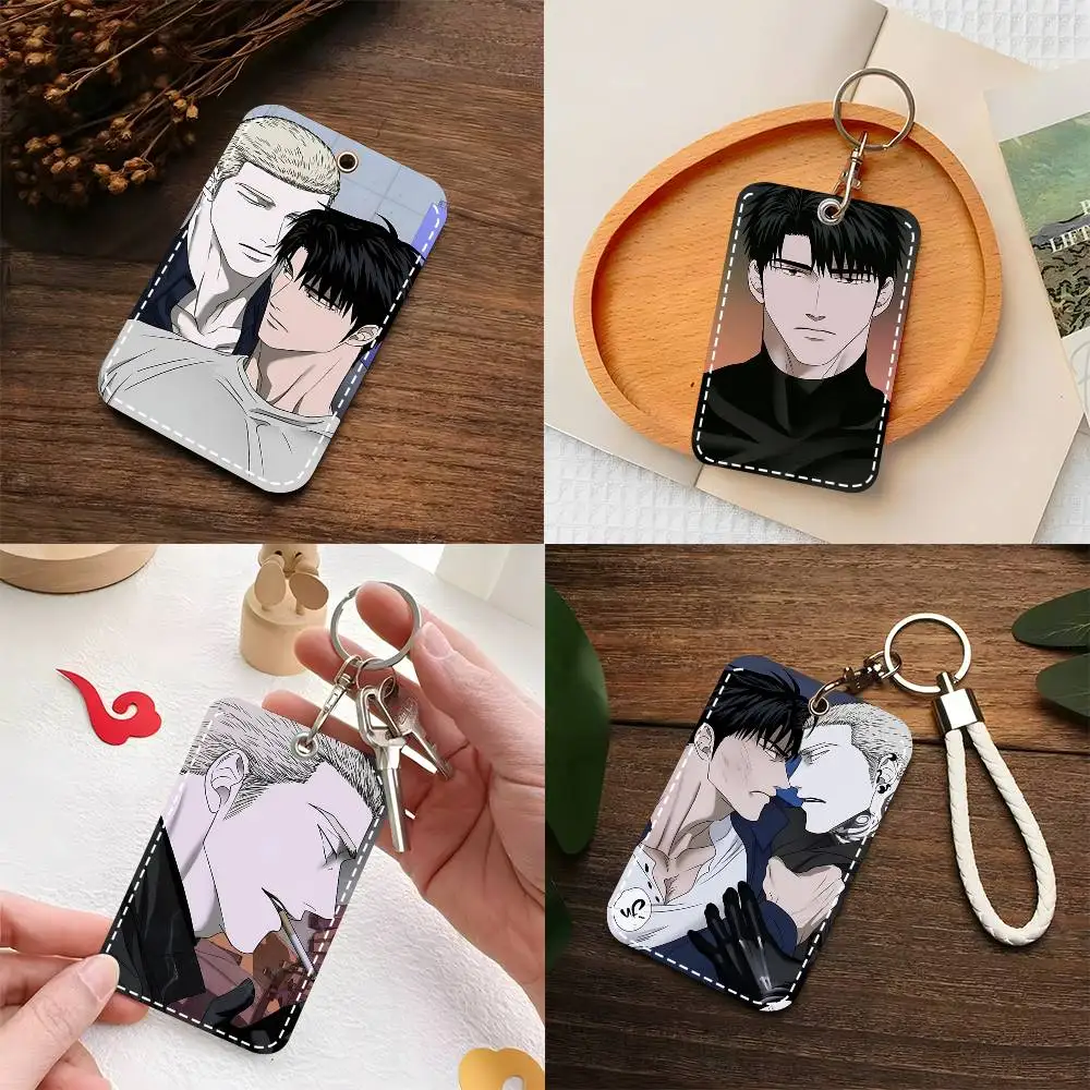 Anime S-Shutline Jake Gillan Moon Shingun Card Case Keychain Access Card Bag Key Tag Ring Leather Card Holder Key Ring Access