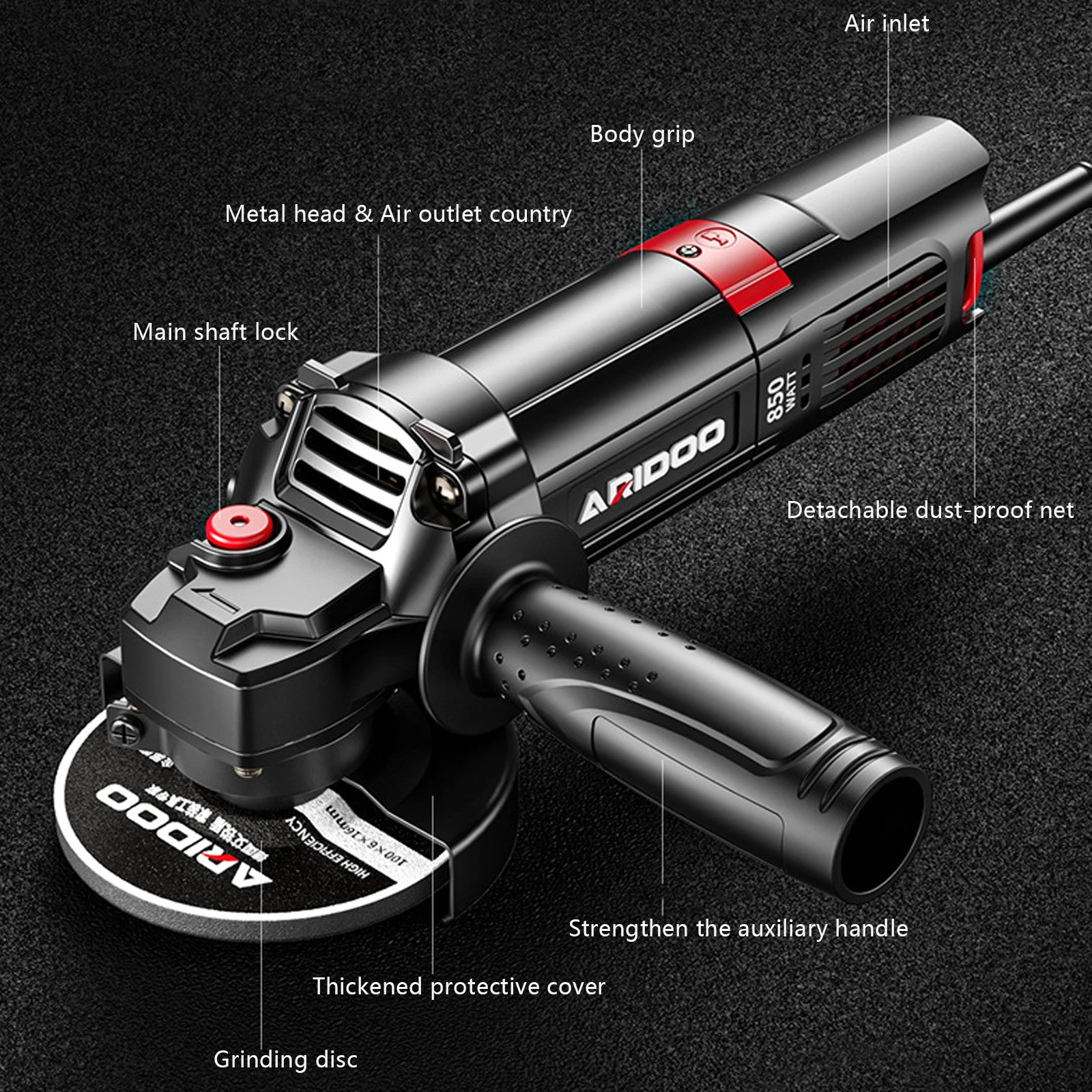 ماكينة قطع/تلميع المعادن المقواة بزاوية صناعية 220 فولت مع قابس الاتحاد الأوروبي بدون بطارية