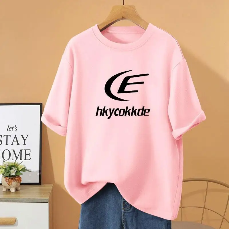 

Summer Y2k Letter Printed Short Sleeve Top Tee, Women Clothing 100% Cotton Basic Pullovers, Vintage Loose Casual O-neck T-shirt