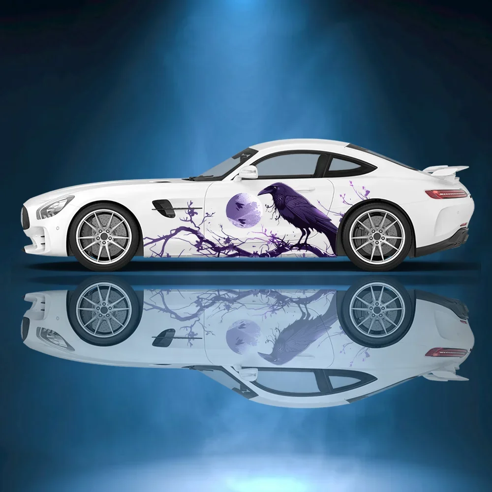 

Ворона Луна цветок ветка автомобиль виниловые обертывания наклейка самоклеящаяся ПВХ наклейка подходит для грузовиков внедорожник украшения авто аксессуары подарок