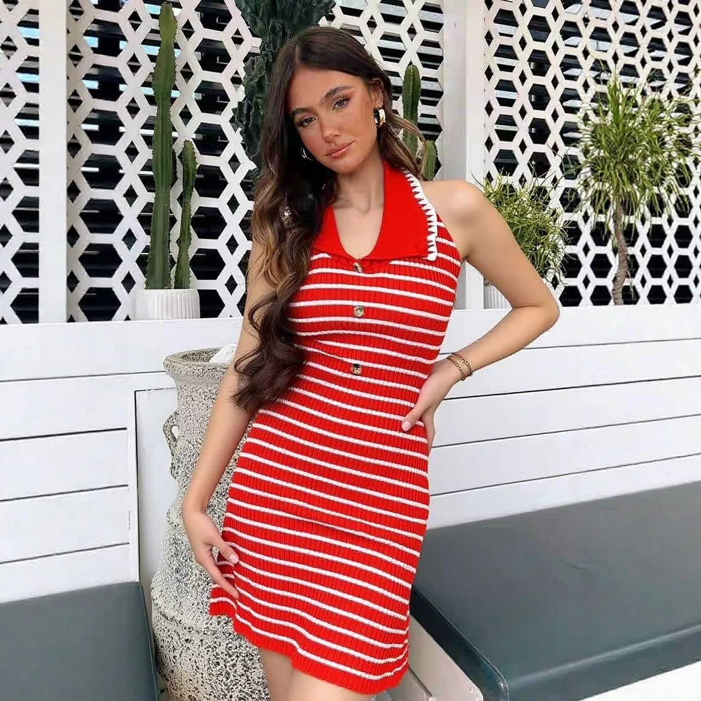 YuooMuoo Chic Mode Sexy Paket Hüften Gestrickte Mini Kleid 2026 Neue Sommer Y2K Halfter Ärmellose Abnehmen Party Kleid Streetwear