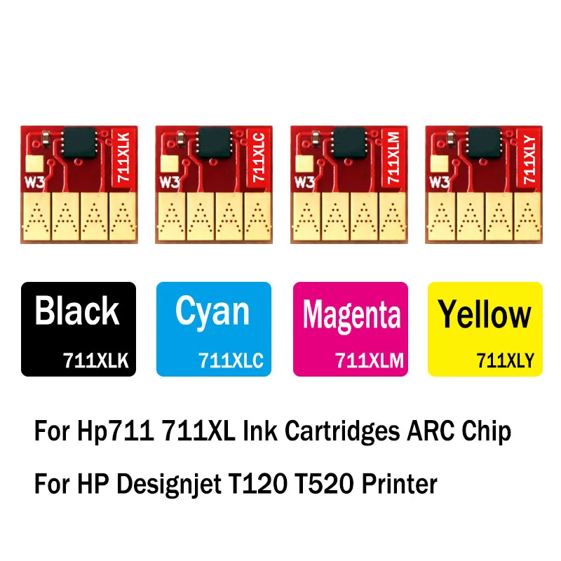 

Чип ARC Hp711 711XL для принтеров HP 711 Designjet T120 T520, чип для автоматического сброса чернил в картриджах CISS, одноразовый чип.