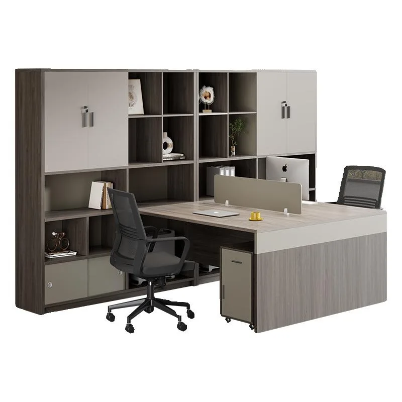 

Простой современный двойной/квадратный супервизор для персонала с высоким кабинетом, компьютерный стол для финансового зала