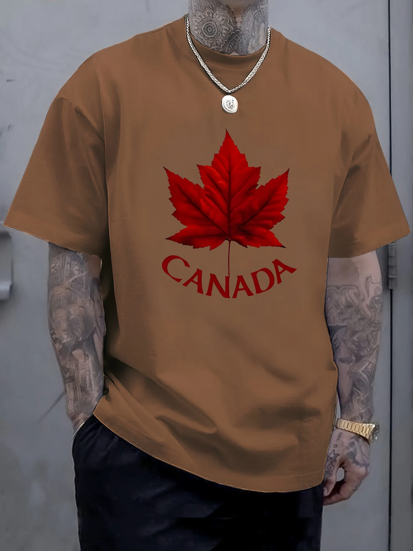 كندا و مابل ليف الطباعة رجل تي شيرت الهيب هوب القطن تي شيرت ملابس رياضية فضفاضة غير رسمية الصيف موضة الملابس بلايز #1