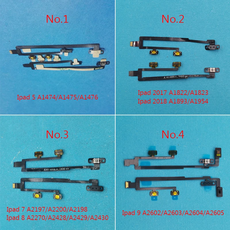 Interruptor de encendido para IPad 5 7 8 9 10,2 A2270 A2428/29/30 A2197 A2200 A2198 A1822 A1893 A2602/3/4 A1474 Cable flexible de botón de volumen