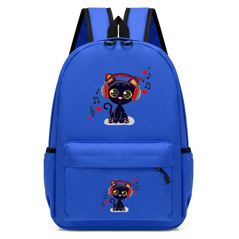 Mochila escolar gatinho preto para crianças, Kawaii Anime Schoolbag, Bagpack dos desenhos animados, bonito Bookbag para meninos e meninas