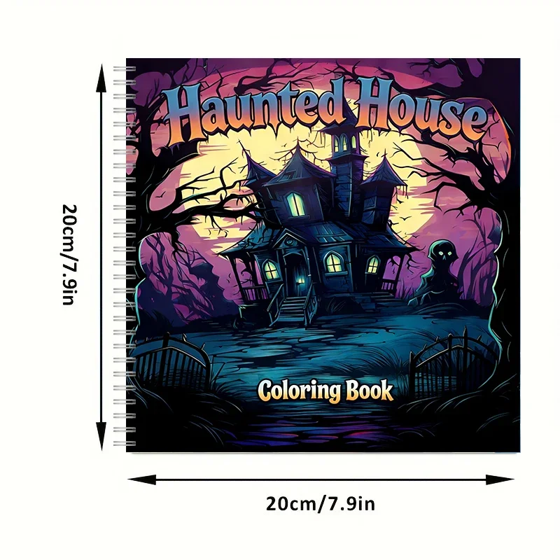 Haunted House Coloring Book for Adults, Spooky Drawing Pages for Stress Relief, Birthday Gift & Back to School Art Supplies view 2