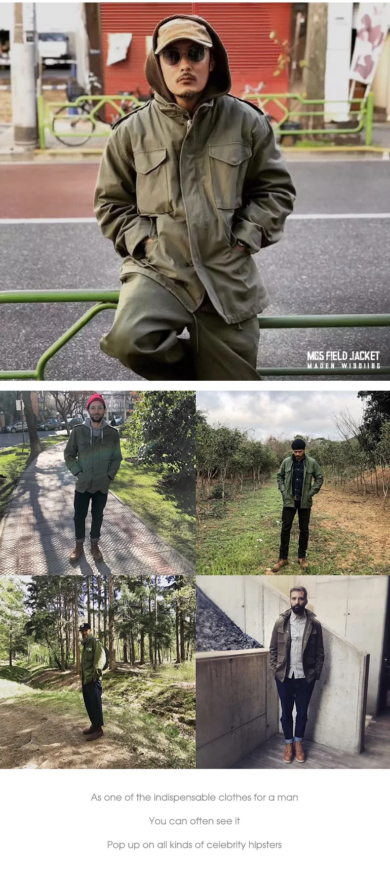 Maden Military M65 Field Jackets For Men's Green Vintage Army Jacket Casual Windbreaker Solid Lapel Collar with Pockets Overcoat 18 S5f1e825862d74d579637e4da8f042b5ff