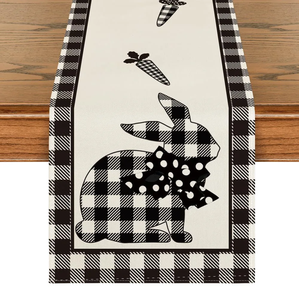 1pc Easter Bunny Table Runner, Religious Cross & Lamb Design, Indoor & Outdoor Dining Decor, Seasonal Holiday Decoration