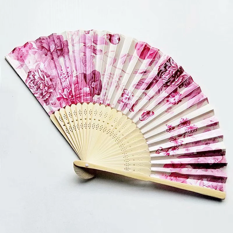 Silk Fan Chinese Japanese Style Folding Home Decoration Vintage Art Craft Gift Party Dance Print Flower Pattern Hand Fan Gift