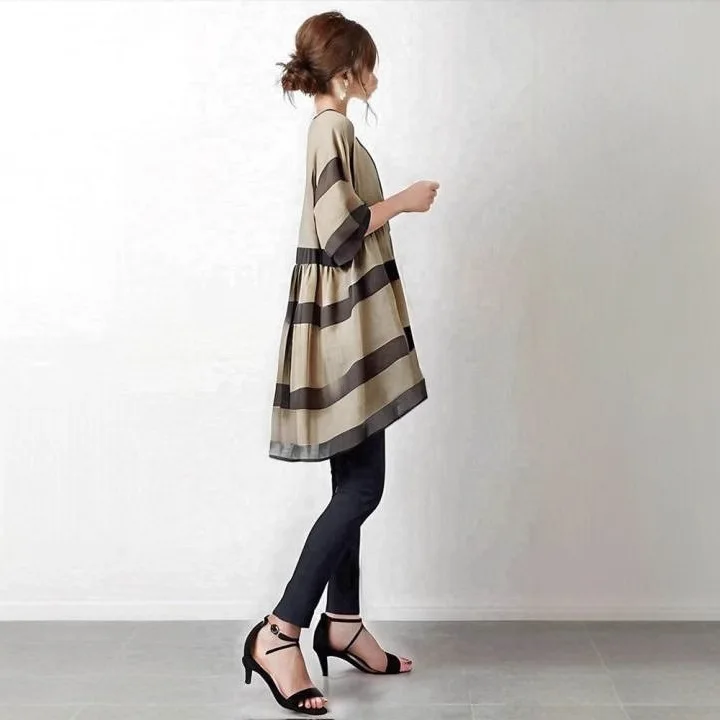 2025 여름 신상 여성 셔츠 라운드넥 중간 소매 앞단 짧은 뒷단 긴 자켓