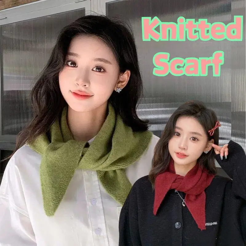 

ГОРЯЧИЙ шерстяной вязаный шарф, зимний теплый треугольный шарф, женский платок, вязаный шейный платок, накидка для волос, многофункциональная шаль, бандана