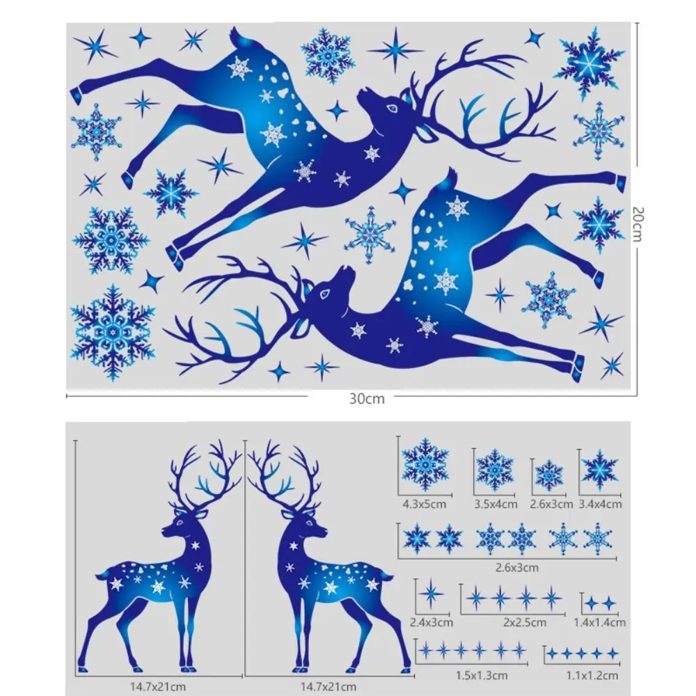 6 Pieces High Quality PVC Christmas Window Clings Stickers Blue Electrostatic Snowflakes Decals Wall Stickers