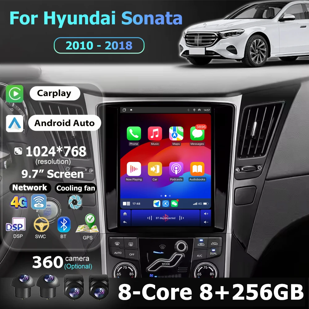 

9.7'' Android 16 Auto For Hyundai Sonata 2010 - 2018 Car Radio Multimedia Video Player Navigation GPS Wireless Carplay 4G BT DSP