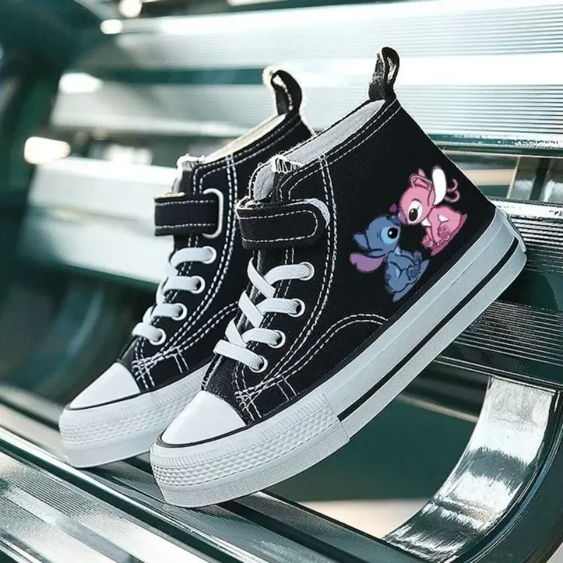 Kids Lilo Stitch Sport Girl High-top  Boys Kid Canvas Shoes Disney Casual Cartoon comfort Shoes Children Print Boys Tennis Shoes