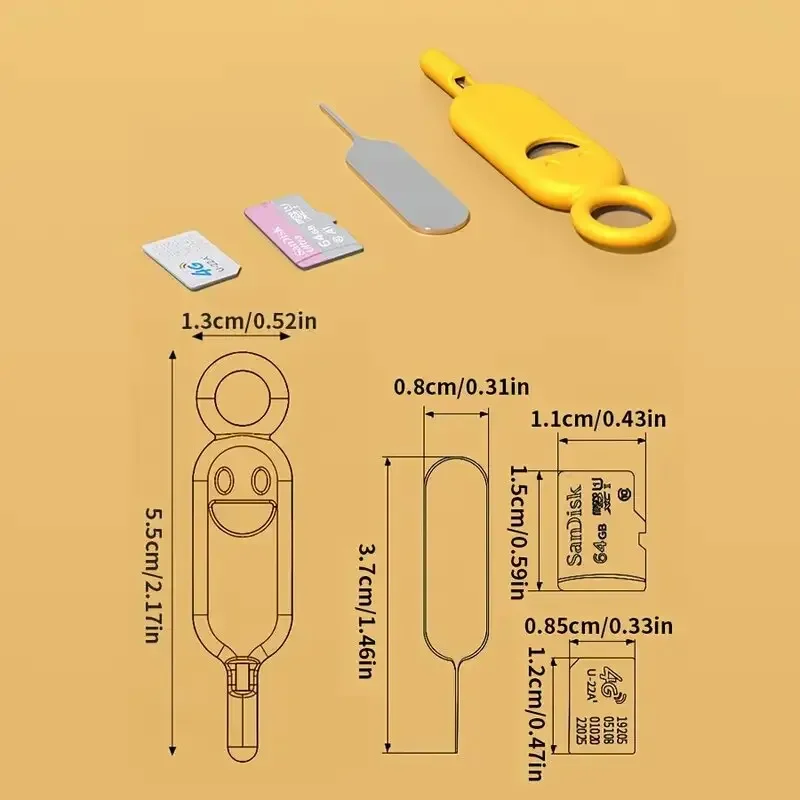 3pcs Mini Portable Random Color SIM Card Removal Needle Pin Cover Universal Soft Silicone Anti-Lost Cellphone Accessories