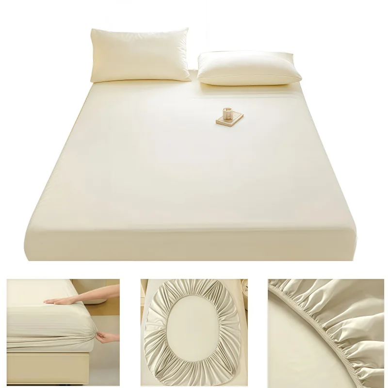 Solid Color Brushed Cotton Sheet Set Bed Skirt Duvet Cover Pillowcase Bedding Wholesale Bulk Home Textile Soft Breathable Queen