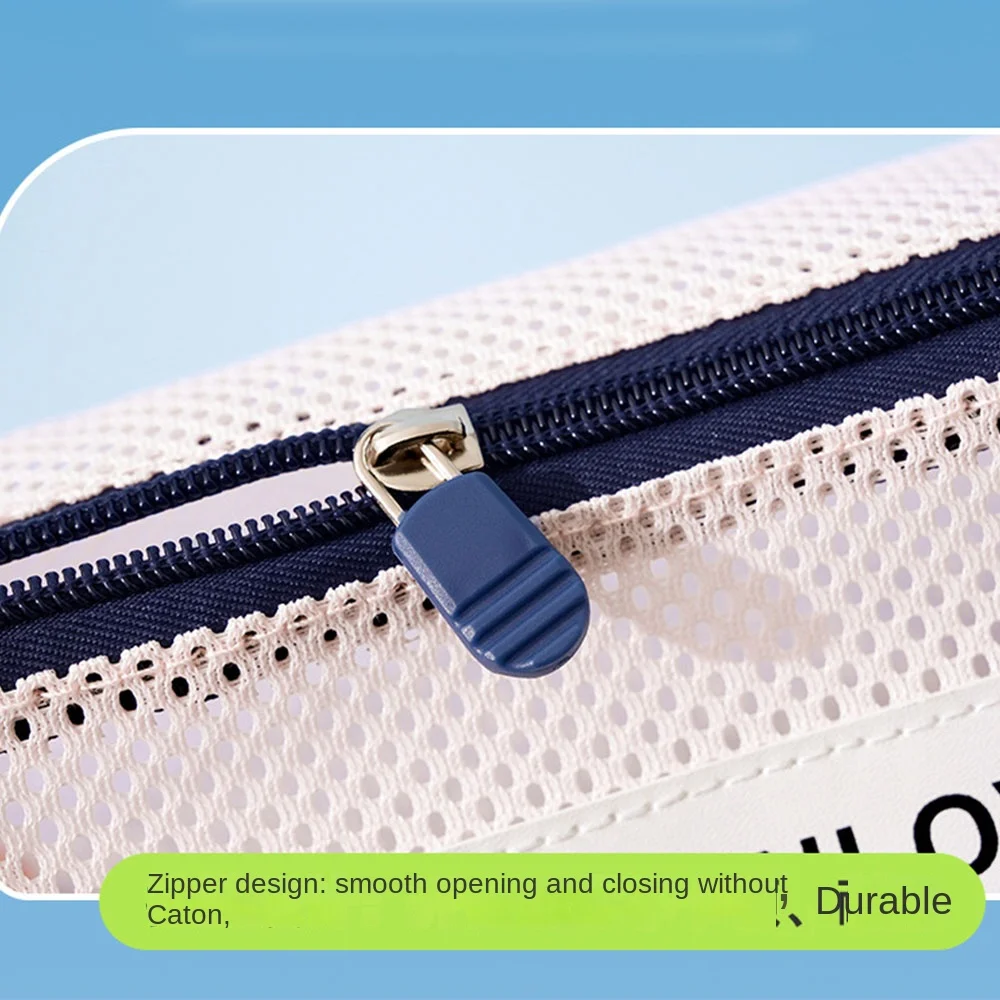 

Пляжная сетчатая сумка большой емкости, дышащая ручная косметичка на молнии, легкая многоразовая сумка для хранения туалетных принадлежностей