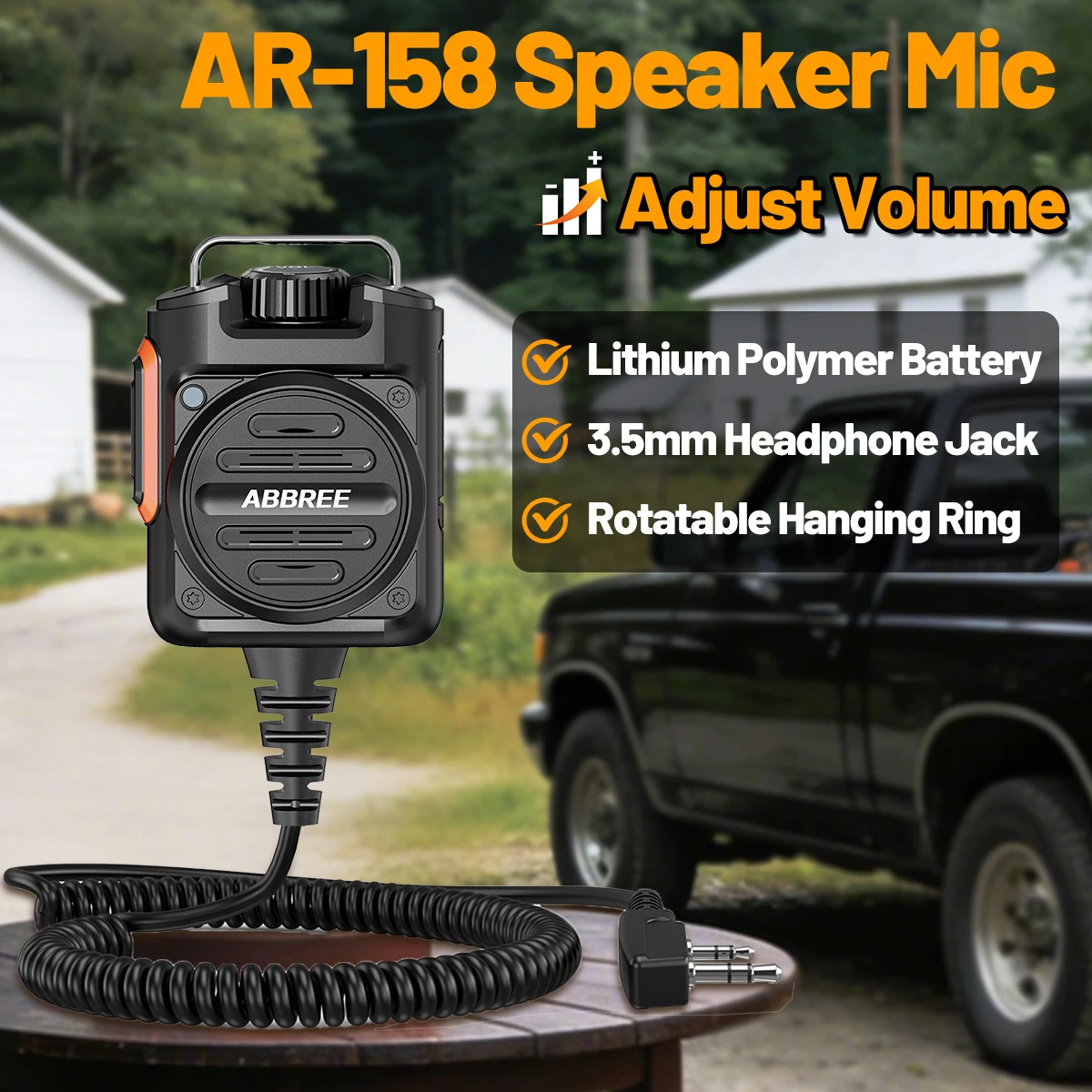 ABBREE AR-158 Rechargeable Walkie Talkie Speaker Mic Long Range Adjust Volume PTT TYPE-C Charger For Baofeng UV-5R Mini UV-32