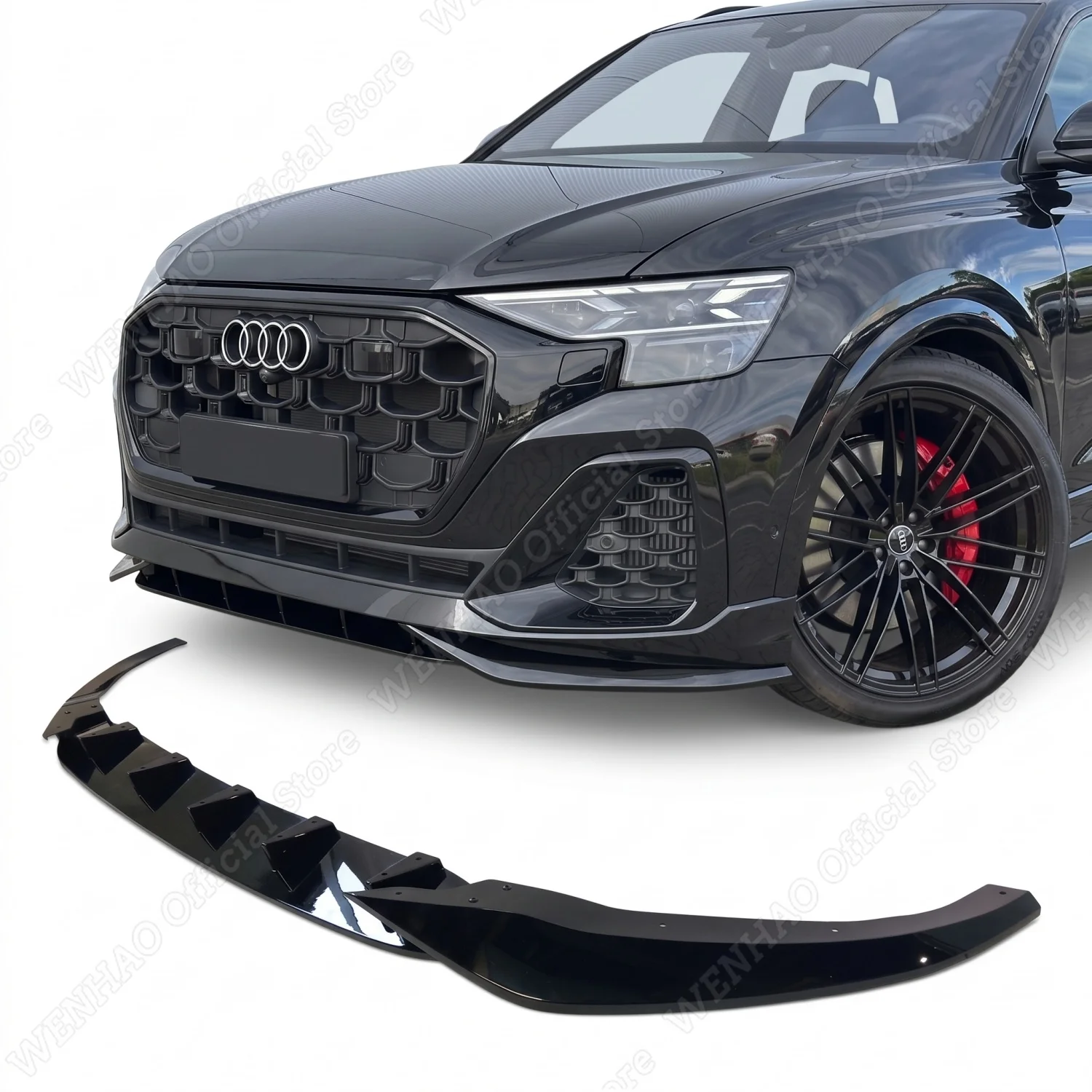 Front Bumper Lip Spoiler Splitter For Audi Q8 / SQ8 Mk1 4M Facelift 2024-2026 Diffuser Under Chin Apron Guard Body Kits Tuning