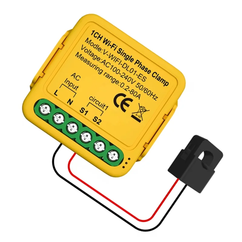 ABMF-Tuya Wifi スマートパワーメーター 80A エネルギーメーター電流変圧器センサークランプ付き KWH 電気照明モニター用