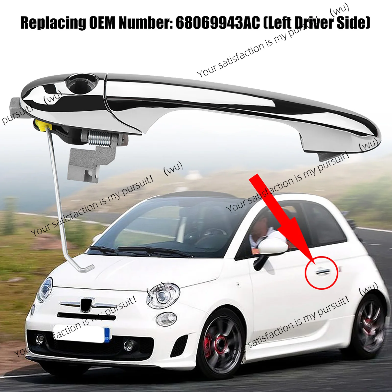 Suitable for left/right driving, driver side exterior door handle 500 2012-2018 68069943AC