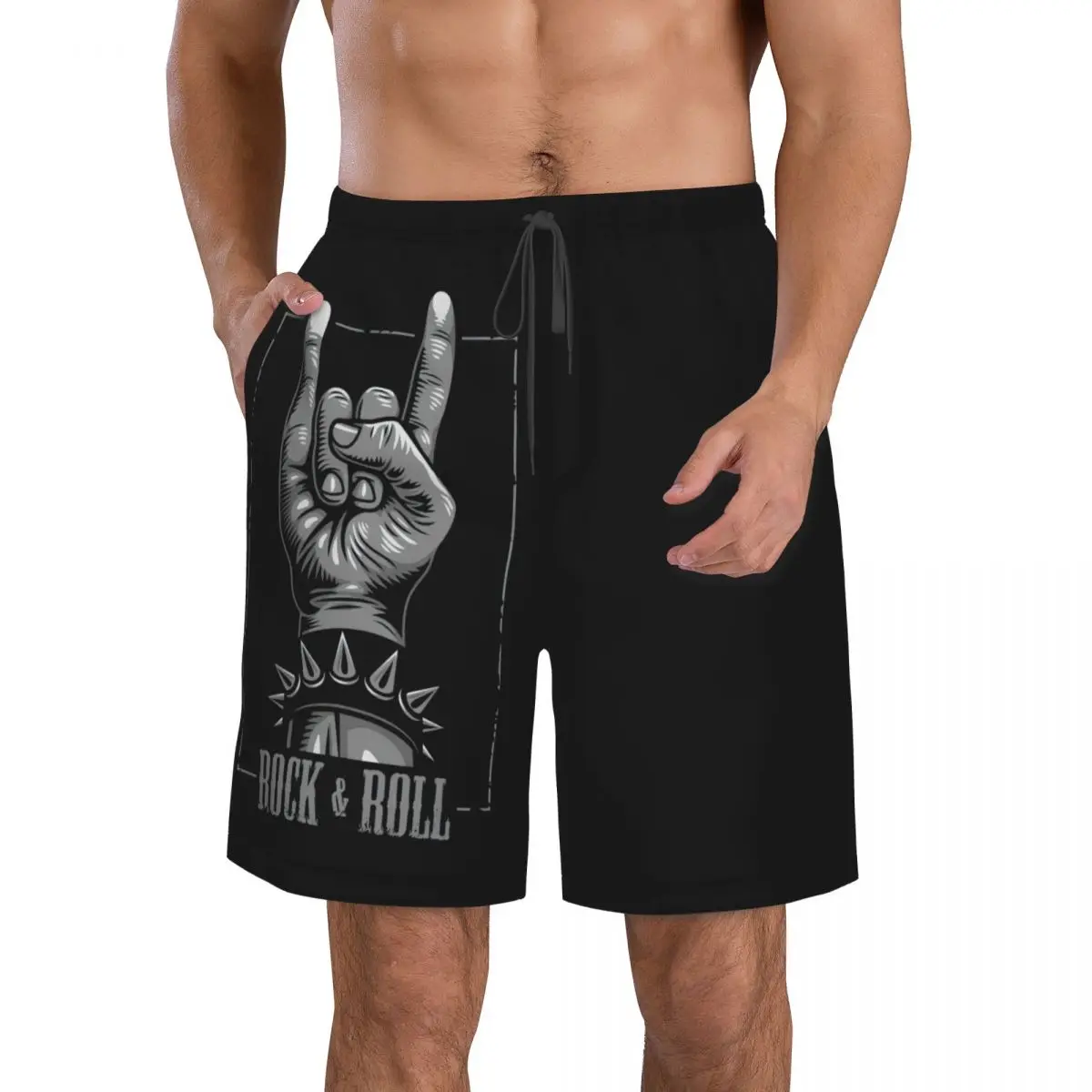 Heavy Metal Rock Men's Beach Shorts Fitness Quick-drying Swimsuit Funny Street Fun 3D Shorts