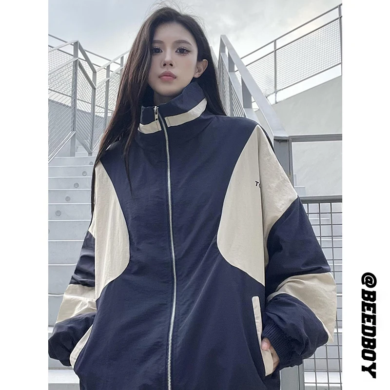 

Американская уличная куртка свободного кроя с воротником-стойкой для пар, ветрозащитная, для активного отдыха, весна-осень, молодежная модная куртка-пилот