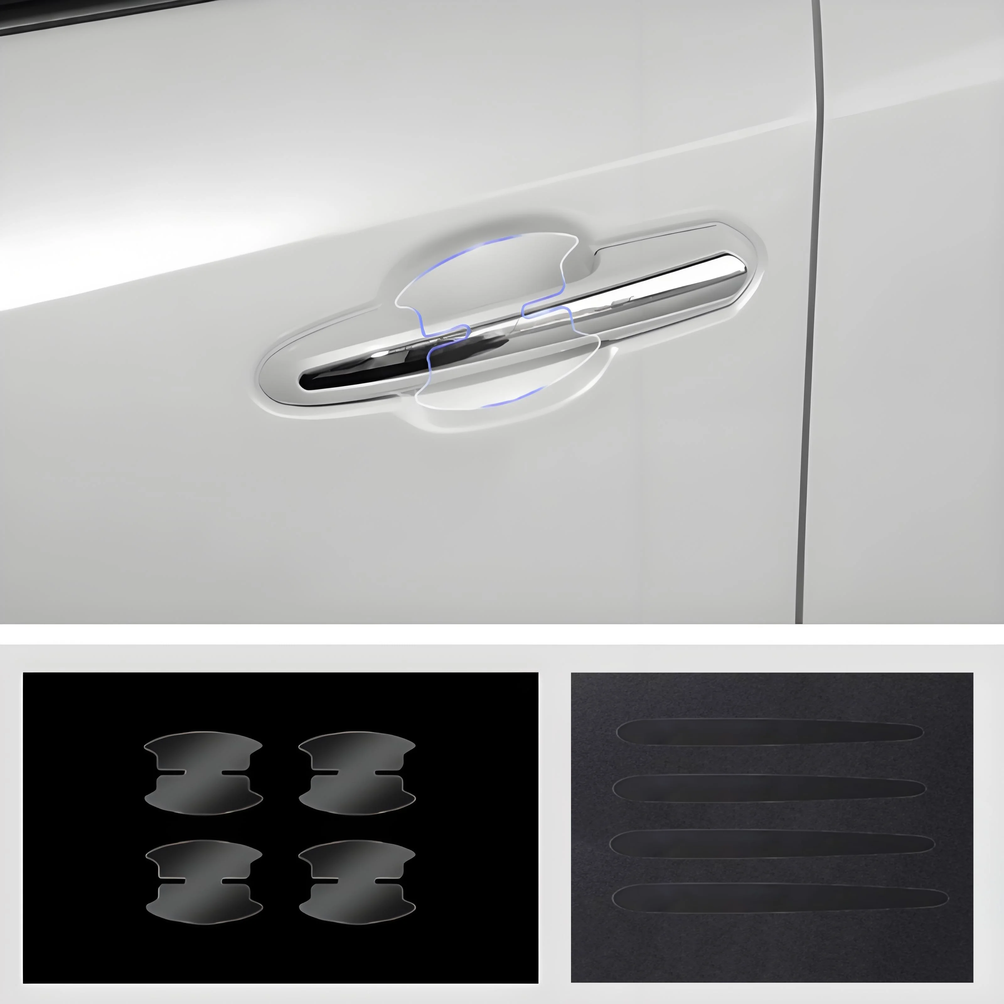 

8-piece Car Door Handle Sticker Anti Scratch Handle Bowl Sticker Scratch Decoration Transparent Invisible Protective Film