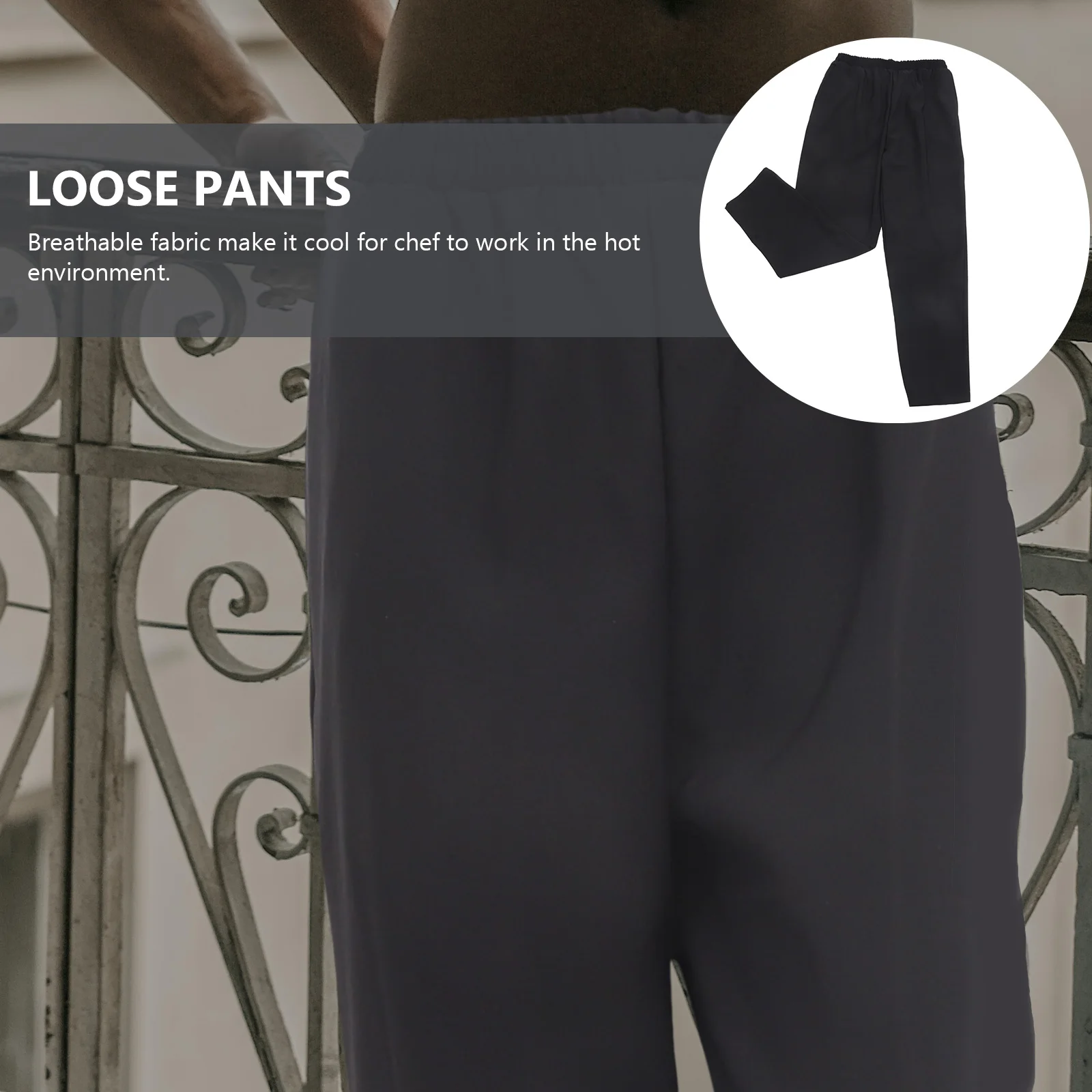 Pants Chef Men Workwear Chef Pants Pantaloni Uomo Canteen Clothes Working Loose Elastic Waist Hotel Restaurant Kitchen Pant