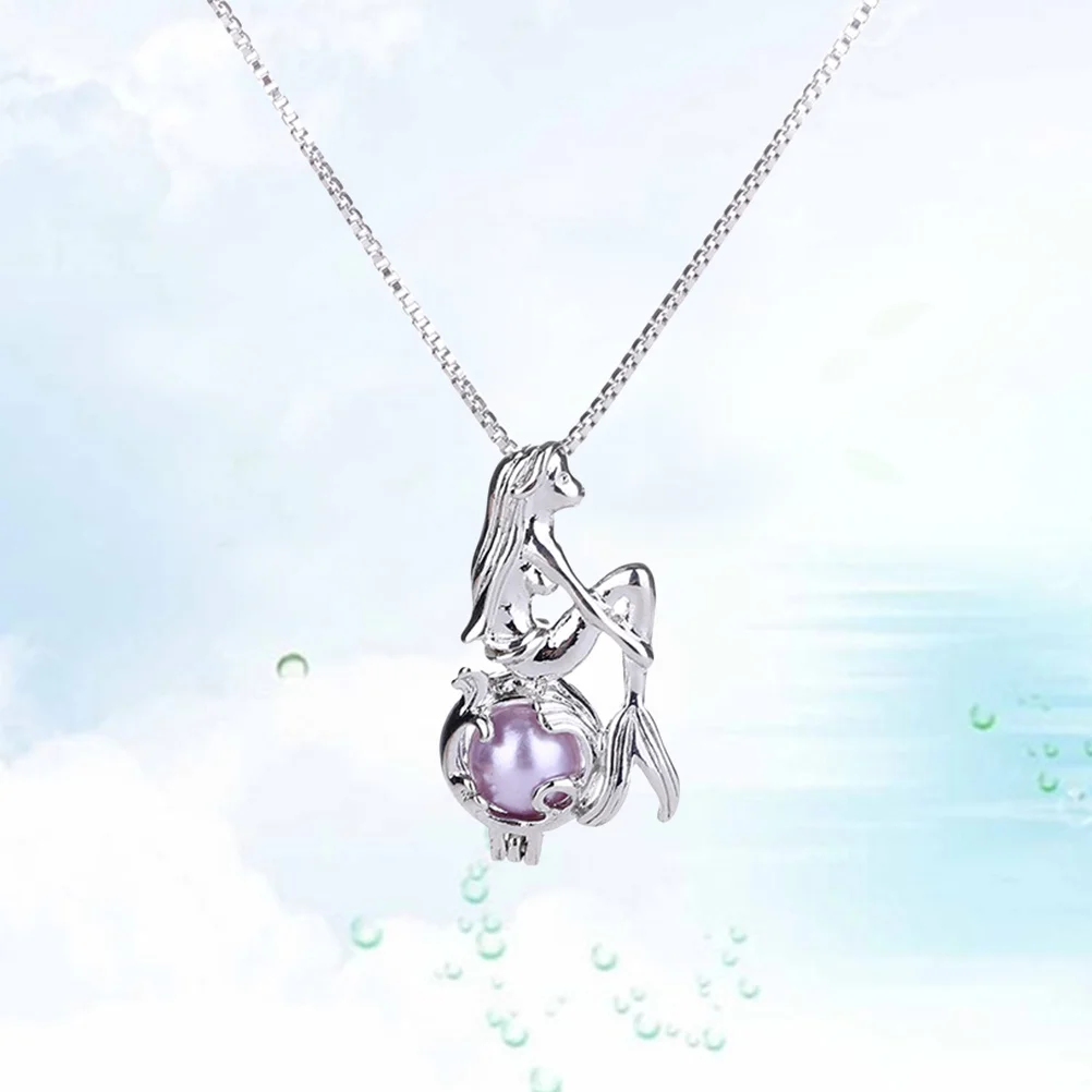 

Mermaid Pearl Pendant Necklace Imitation Pearls Cage Choker Clavicle Chain Women Girls Random Color Spotlight Gift