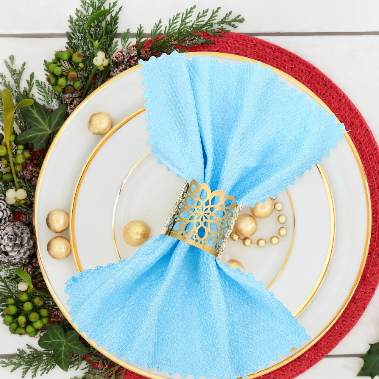 50 قطعة من إكسسوارات المناديل الرائعة بإبزيم مزخرف للتجمع العائلي ومهرجانات أعياد الميلاد وعشاء للاستخدام المنزلي في الفنادق