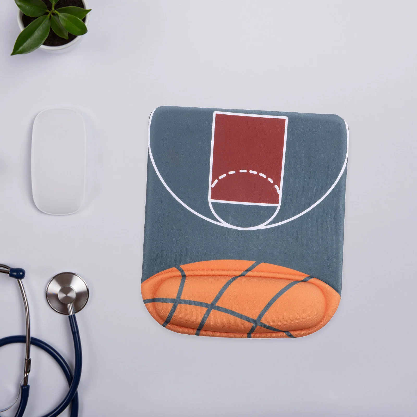 Alas Mouse 3D Silikon Sandaran Pergelangan Tangan Bulat Model Basket Anti Selip Alas Penyangga H Ergonomis untuk Alas Meja Gaming Laptop